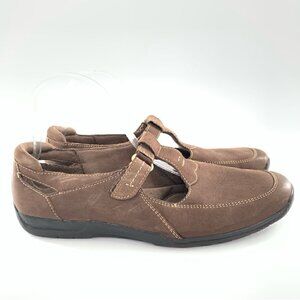 Natural soul flats size 8 38 brown leather sticky strap comfort walking Academia